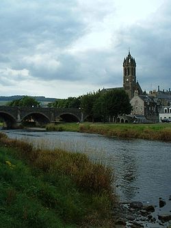 Parish church and wishing well viewed from the banks of the River Tweed - geograph.org.uk - 134269.jpg