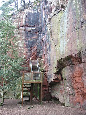 Nesscliff, stairs to Kynaston's cave - geograph.org.uk - 689163.jpg